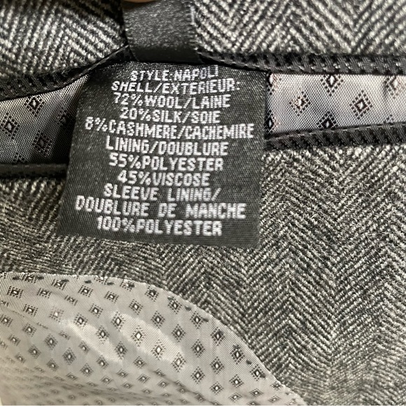 Filafil Platinum Men Gray Herringbone Blazer Wool Silk Cashmere 42R Elbow Patch - Picture 6 of 12